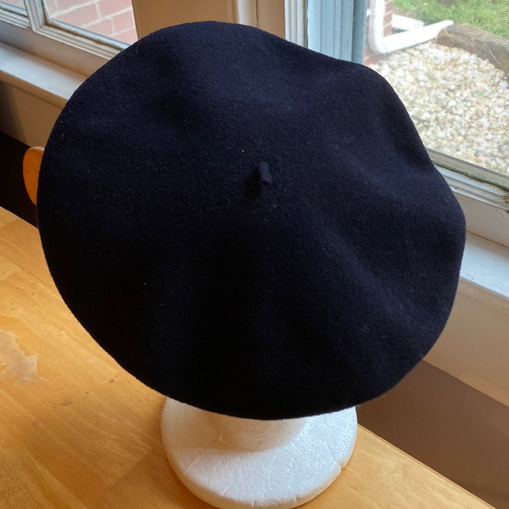 V! Black Vintage Basque Authentique Beret Size 57 10 Pure Wool France